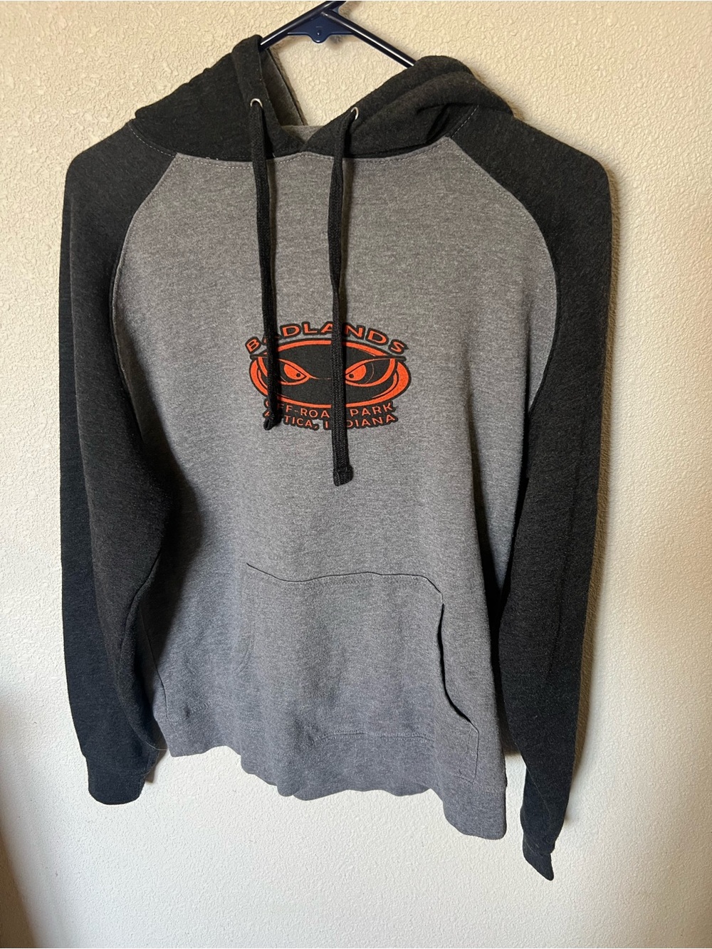Badlands Two-Tone Gray & Black Hooded Pullover with Orange Logo